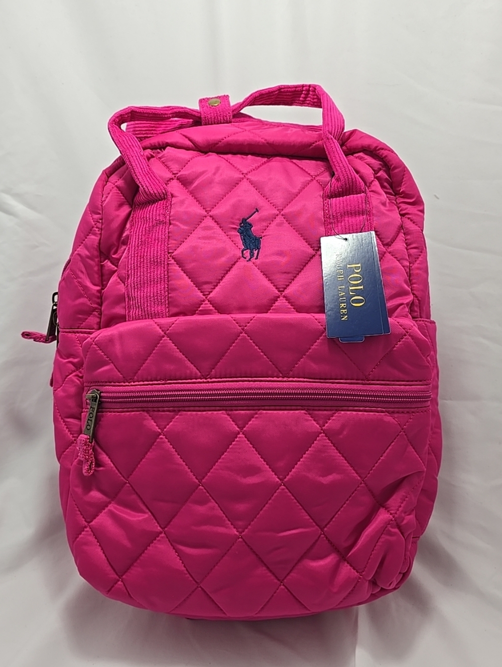 NWT Polo Ralph Lauren Quilted College Pink Padded Laptop Backpack Bag